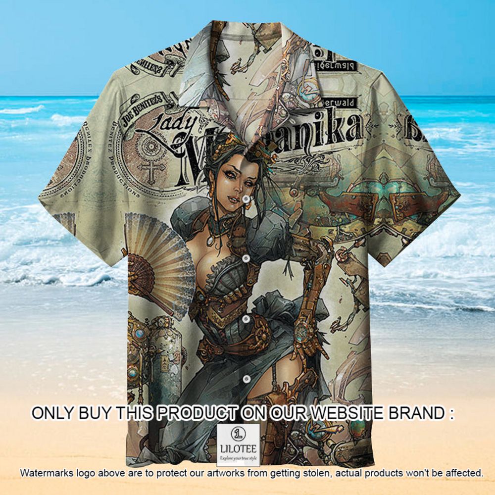 Lady Mechanika Grey Short Sleeve Hawaiian Shirt - LIMITED EDITION 11