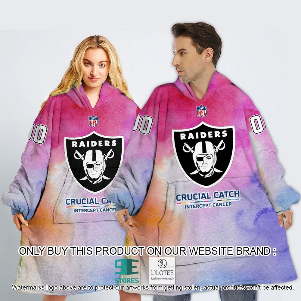 Las Vegas Raiders Crucial Catch Intercept Cancer Personalized Oodie Blanket Hoodie - LIMITED EDITION 12