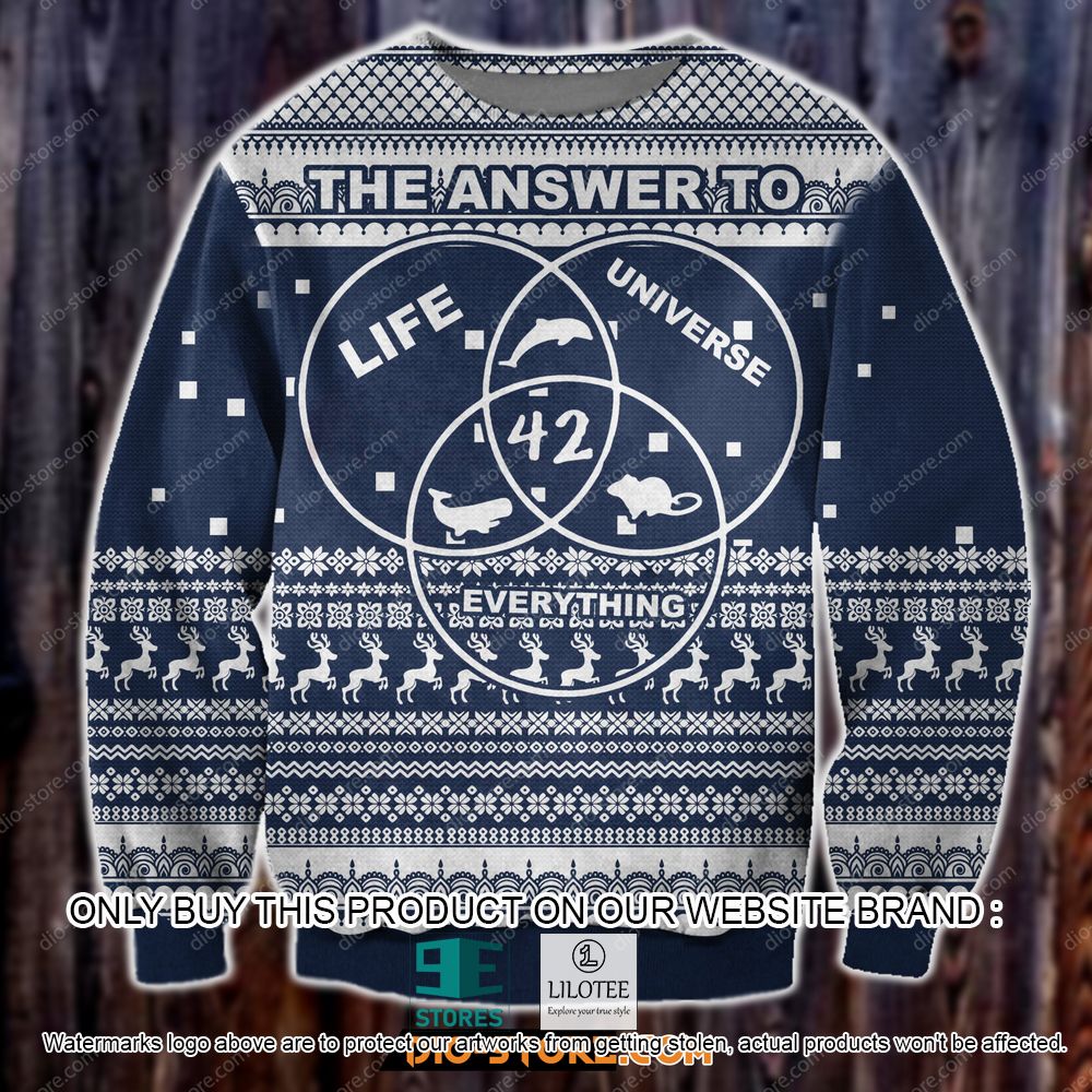 Life, The Universe And Everything Navy Ugly Christmas Sweater - LIMITED EDITION 10