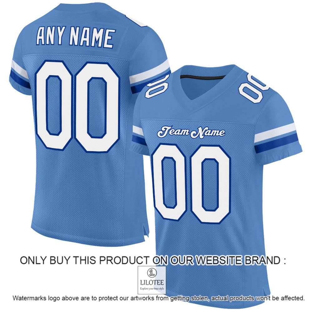 Light Blue White-Royal Mesh Authentic Personalized Football Jersey - LIMITED EDITION 8
