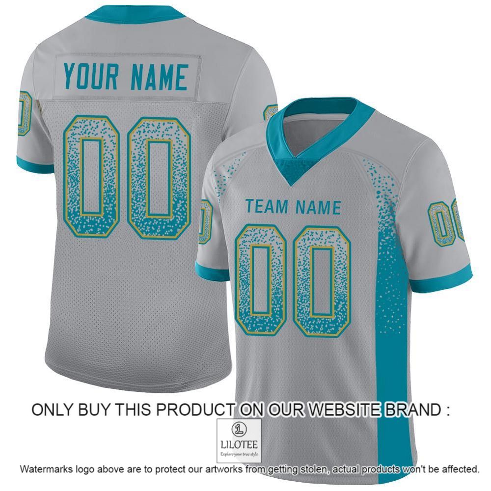 Light Gray Teal-Old Gold Mesh Drift Fashion Personalized Football Jersey - LIMITED EDITION 10