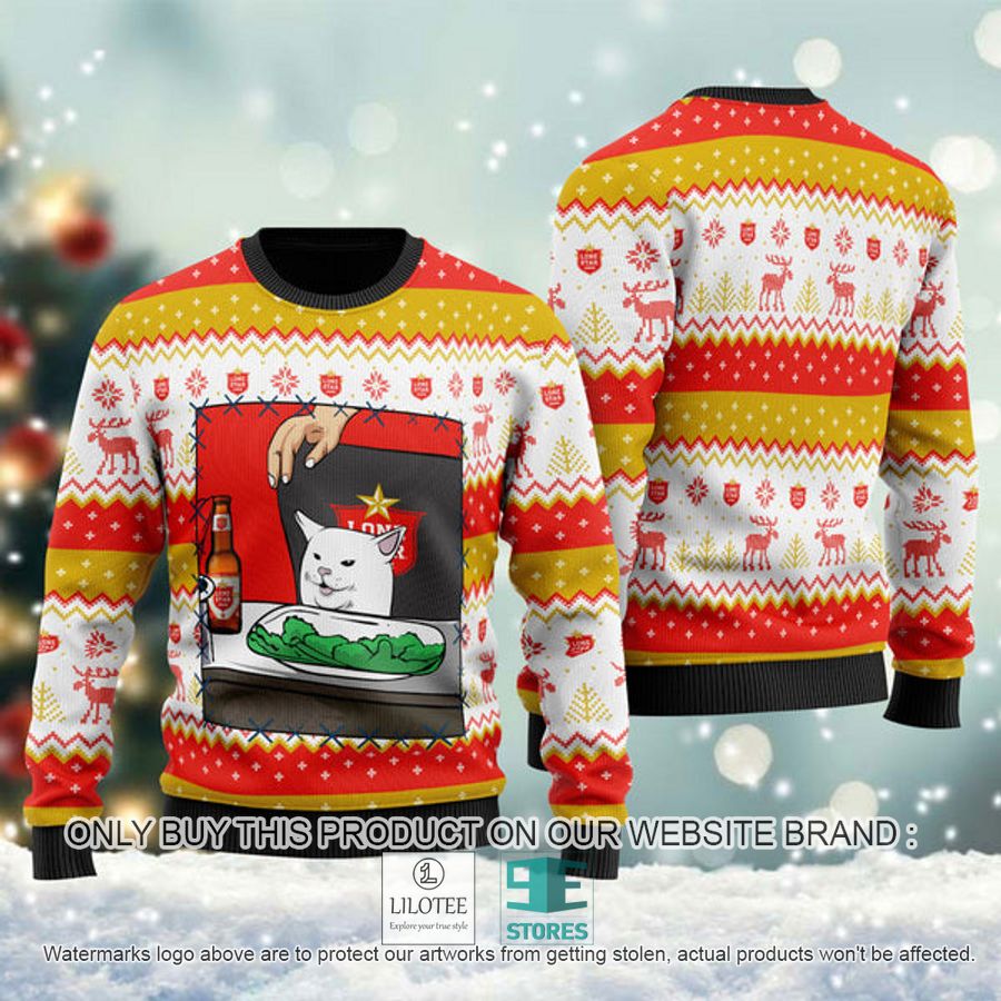 Lone Star Beer Cat Meme Ugly Christmas Sweater - LIMITED EDITION 9