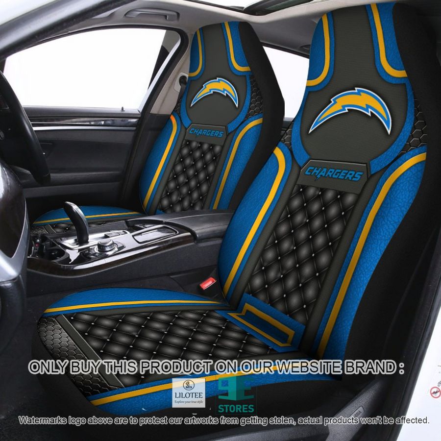 Los Angeles Chargers Navy Black Car Seat Covers 8