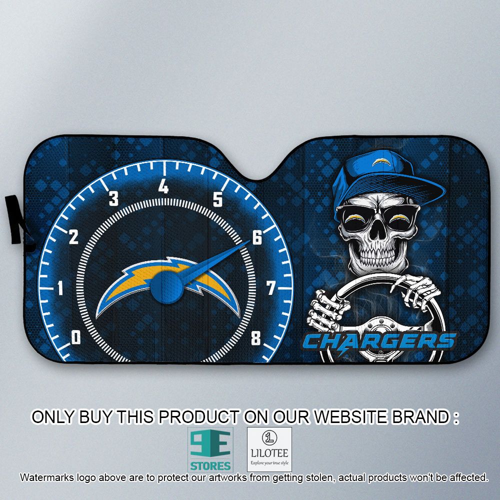 Alternative view of Los Angeles Chargers Skull Cap Car Sunshade - LIMITED EDITION