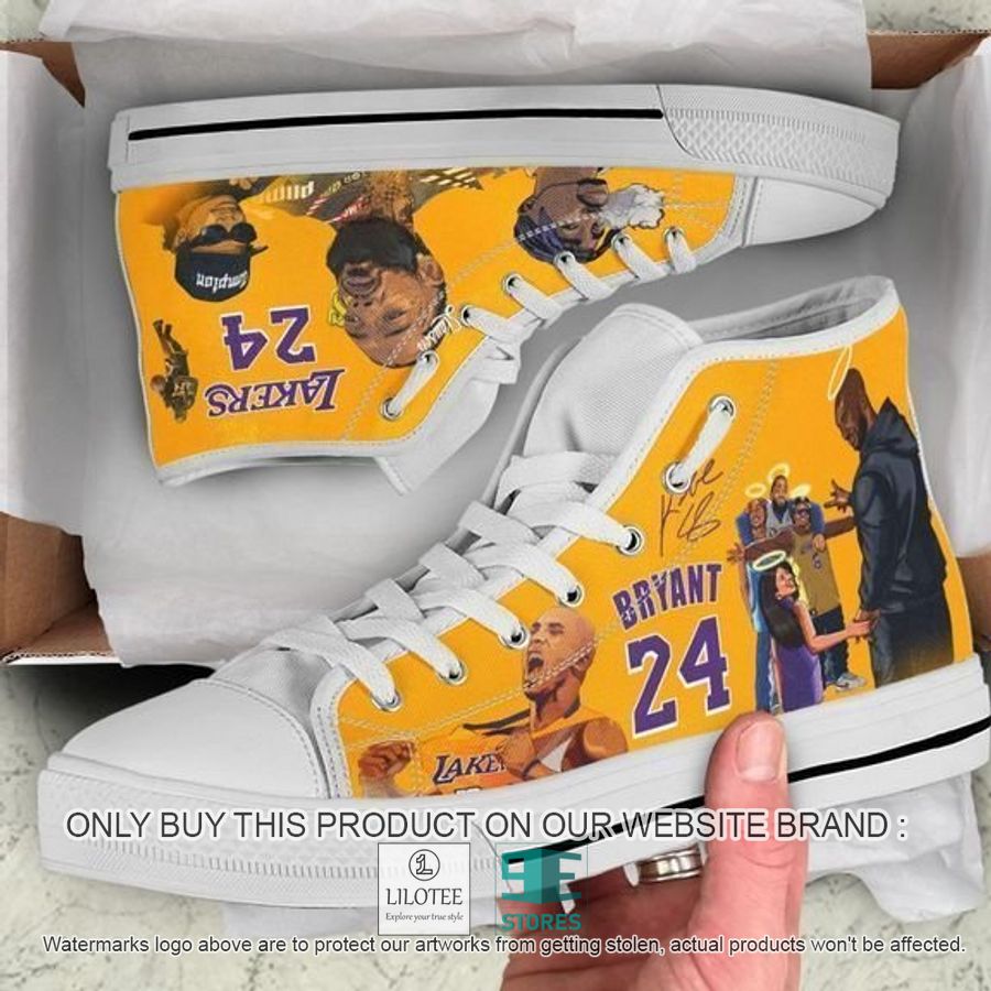 Los Angeles Lakers Kobe Bryant 24 With Rappers Canvas High Top Shoes - LIMITED EDITION 2