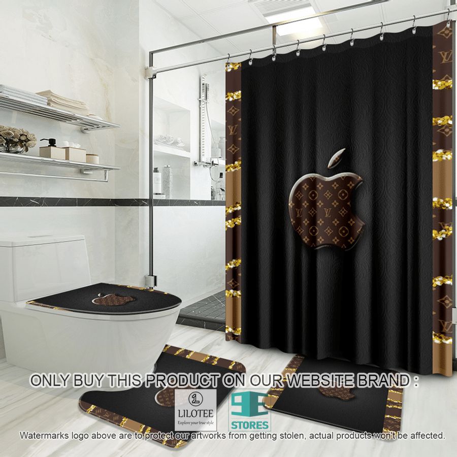 Louis Vuitton Apple logo black Shower Curtain Sets - LIMITED EDITION 9
