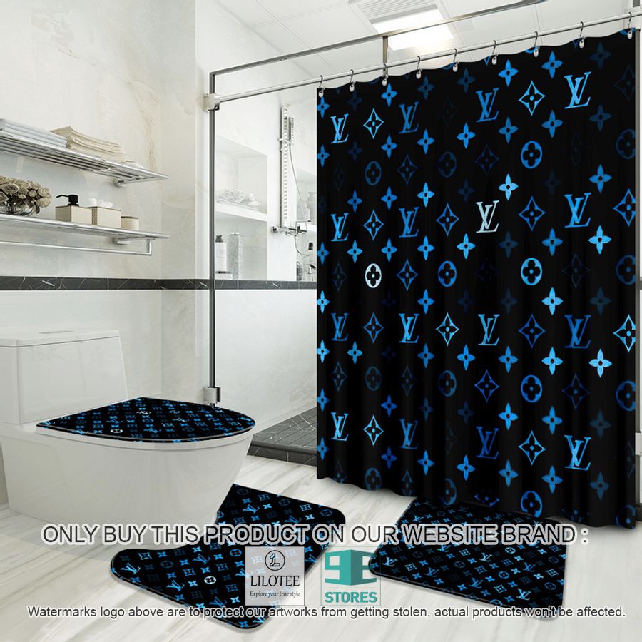 Louis Vuitton black blue Shower Curtain Sets - LIMITED EDITION 9