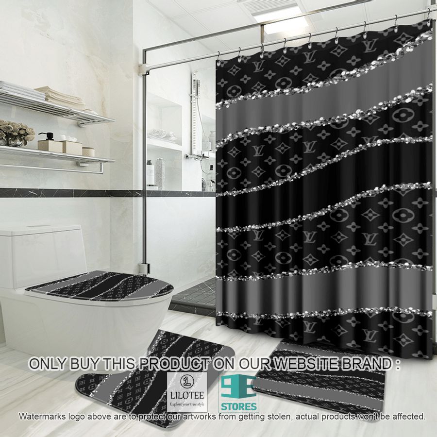 Louis Vuitton black grey Shower Curtain Sets - LIMITED EDITION 9
