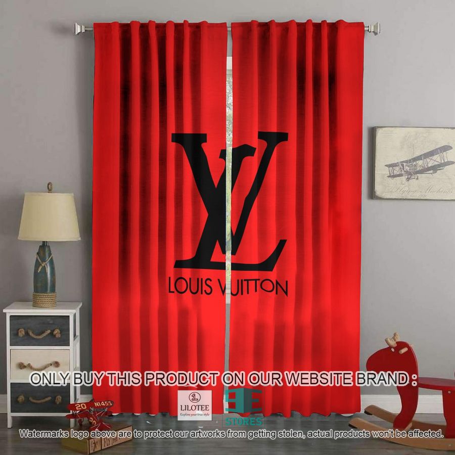 Louis Vuitton Black Logo Red Windown Curtain 9
