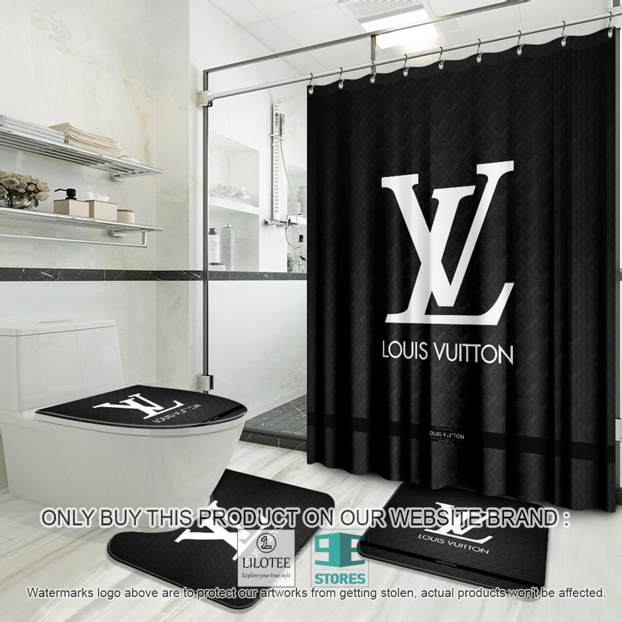 Louis Vuitton Black Luxury Simple Shower Curtain Sets - LIMITED EDITION 8