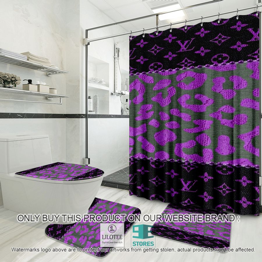 Louis Vuitton black purple Shower Curtain Sets - LIMITED EDITION 8