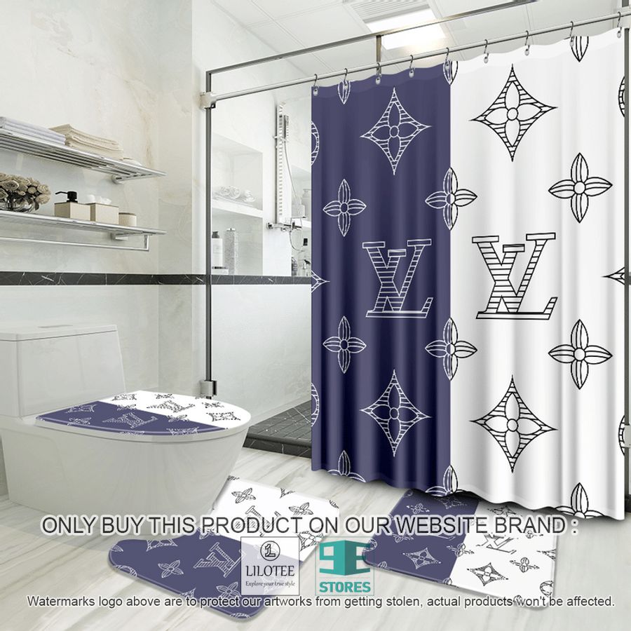 Louis Vuitton blue white Shower Curtain Sets - LIMITED EDITION 8