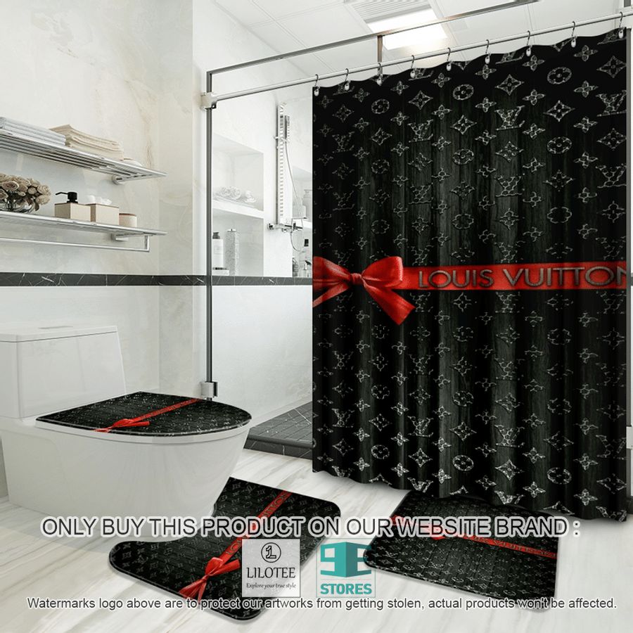 Louis Vuitton bow gift black Shower Curtain Sets - LIMITED EDITION 8