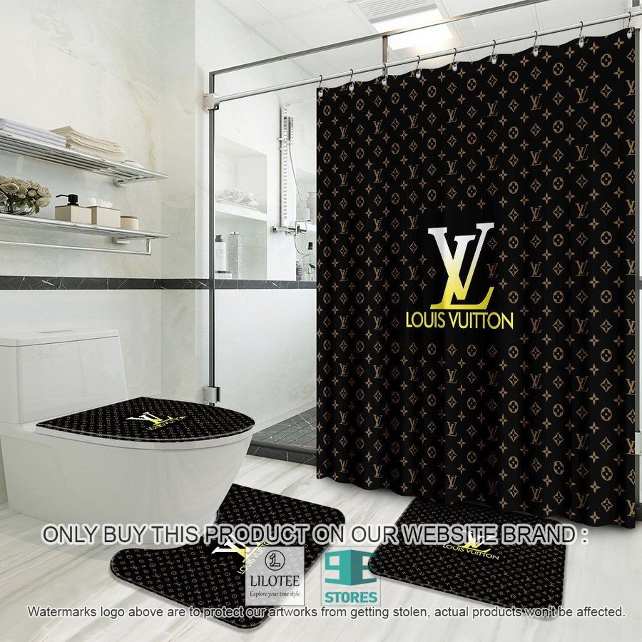 Louis Vuitton brand logo black Shower Curtain Sets - LIMITED EDITION 8