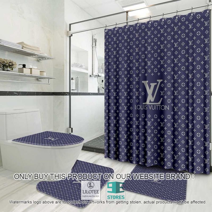 Louis Vuitton brand logo blue Shower Curtain Sets - LIMITED EDITION 9