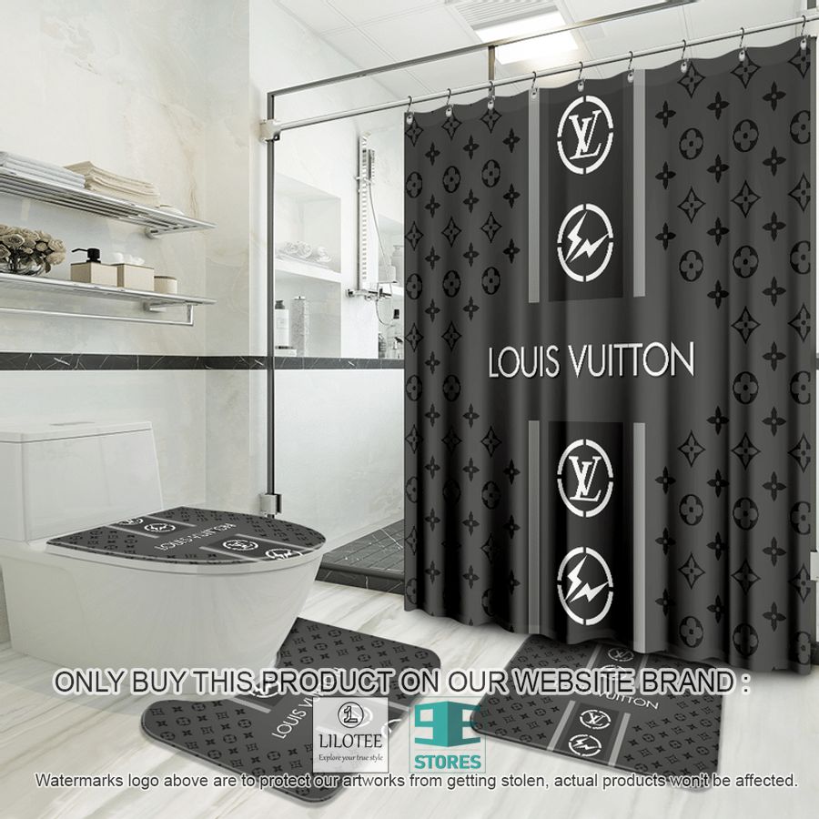 Louis Vuitton brand logo grey Shower Curtain Sets - LIMITED EDITION 8