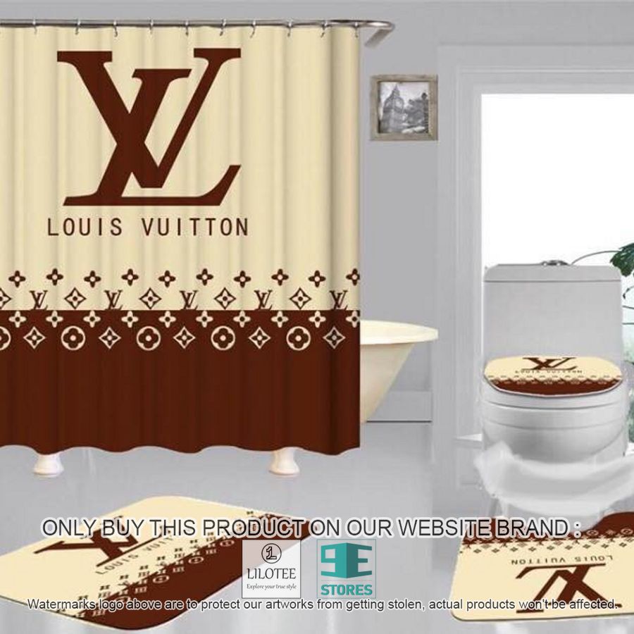 Louis Vuitton brown cream Shower Curtain Sets - LIMITED EDITION 8