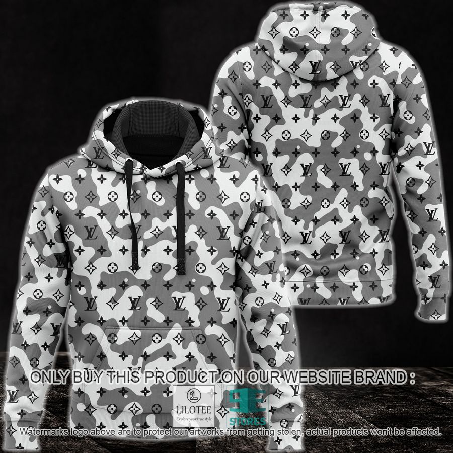 Louis Vuitton camo grey white 3D Hoodie - LIMITED EDITION 8