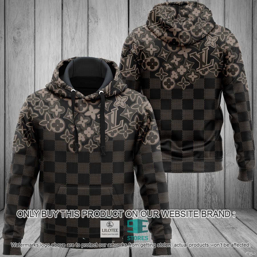 Louis Vuitton Caro Pattern Dark Brown 3D All Over Print Hoodie 9