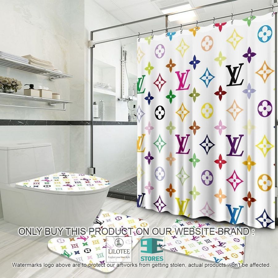 Louis Vuitton colorful white Shower Curtain Sets - LIMITED EDITION 9