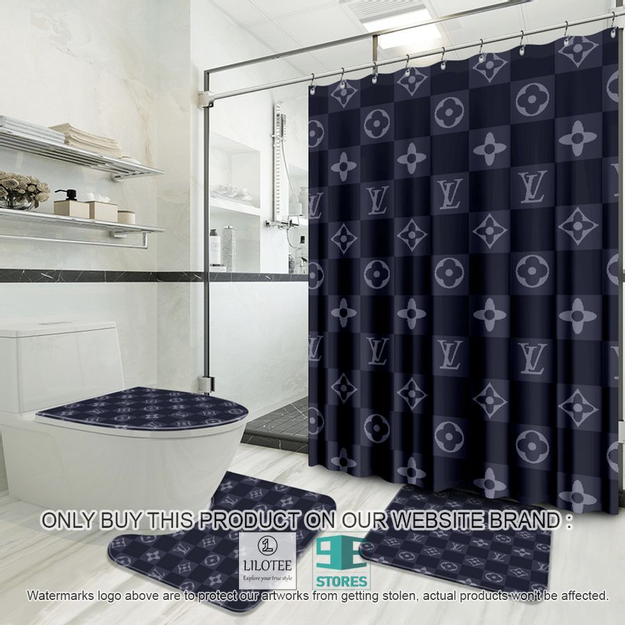Louis Vuitton damier blue Shower Curtain Sets - LIMITED EDITION 8