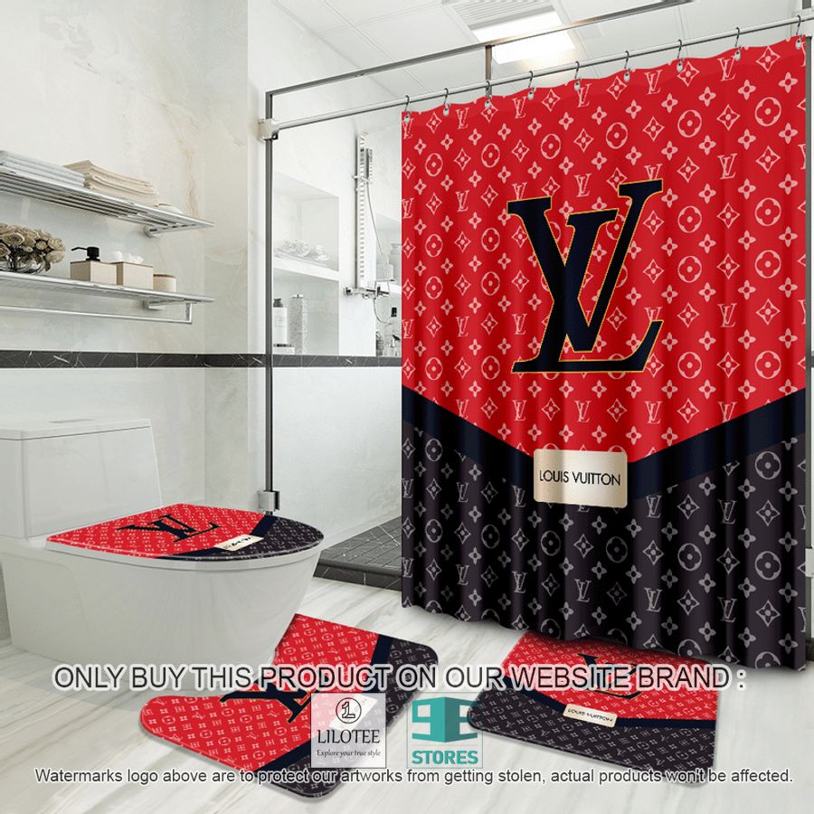 Louis Vuitton dark blue red Shower Curtain Sets - LIMITED EDITION 8