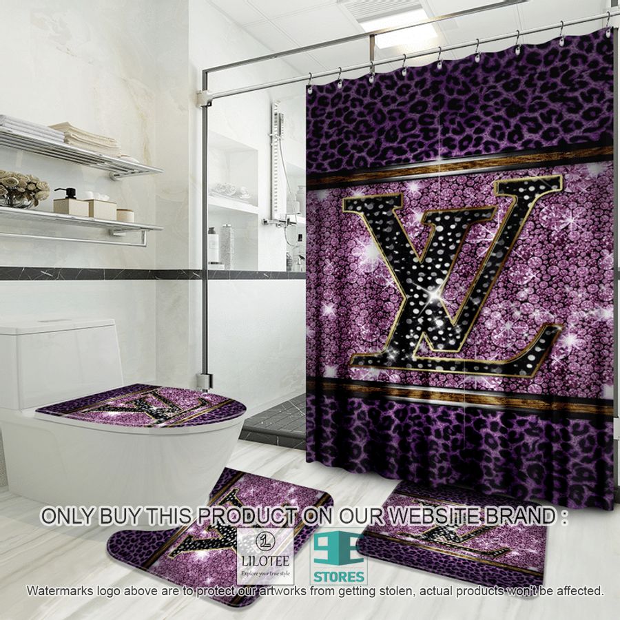 Louis Vuitton diamonds leopard purple Shower Curtain Sets - LIMITED EDITION 9