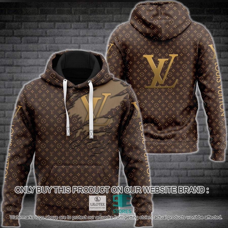 Louis Vuitton Gold LV 3d illusion brown 3D All Over Print Hoodie 9