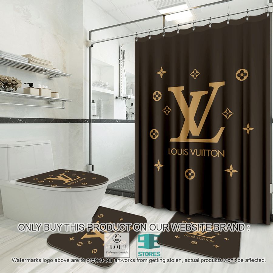 Louis Vuitton Gold LV Brown Shower Curtain Sets - LIMITED EDITION 9