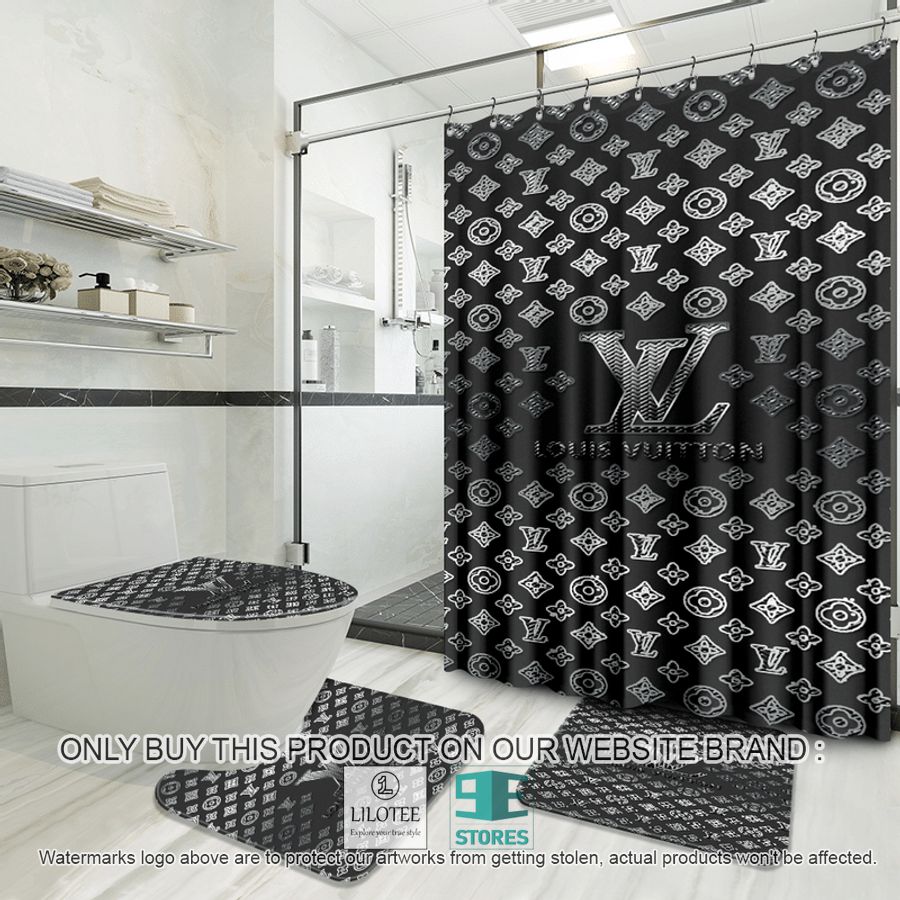 Louis Vuitton grey black Shower Curtain Sets - LIMITED EDITION 8