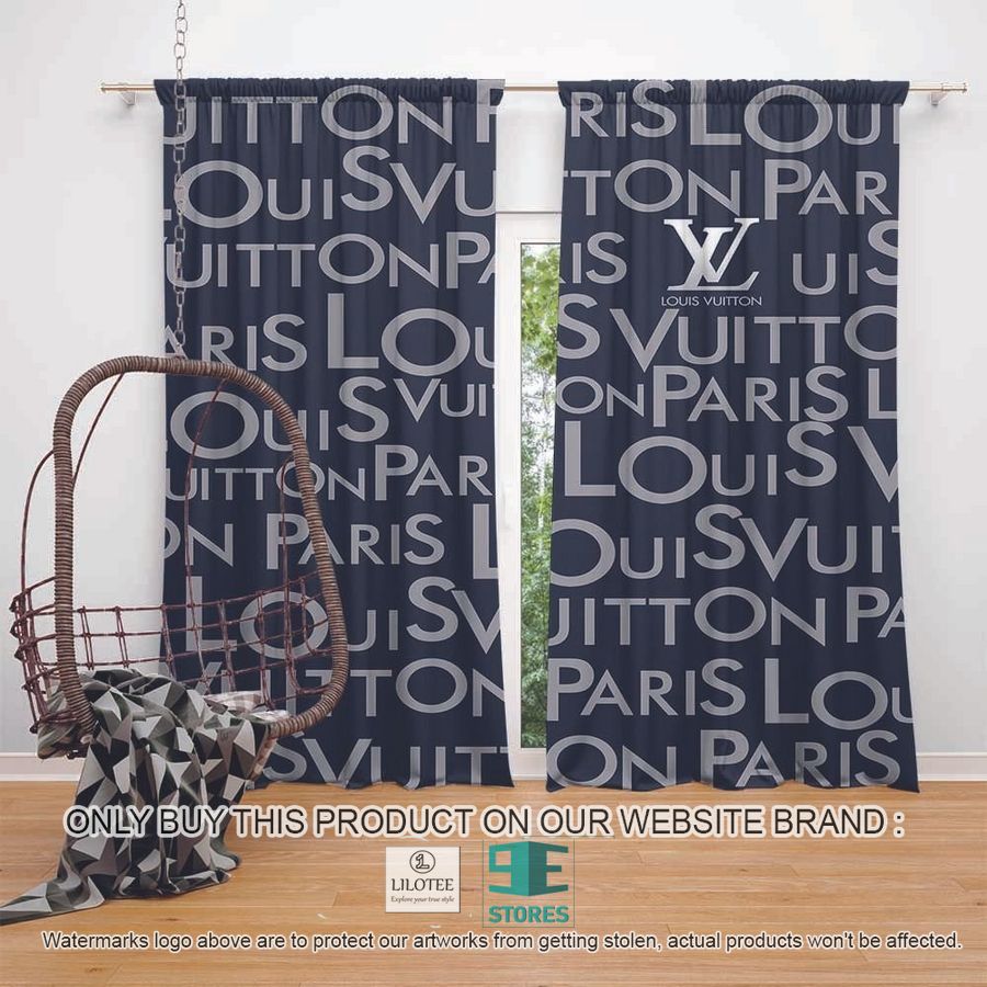 Louis Vuitton letter pattern Blue Windown Curtain 8