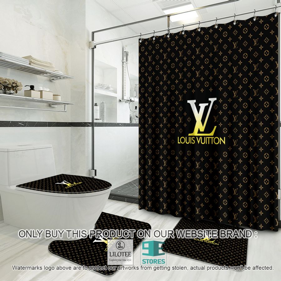Louis Vuitton logo brand black Shower Curtain Sets - LIMITED EDITION 8