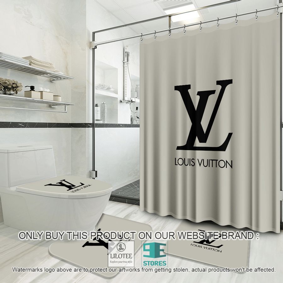 Louis Vuitton logo brand grey Shower Curtain Sets - LIMITED EDITION 9