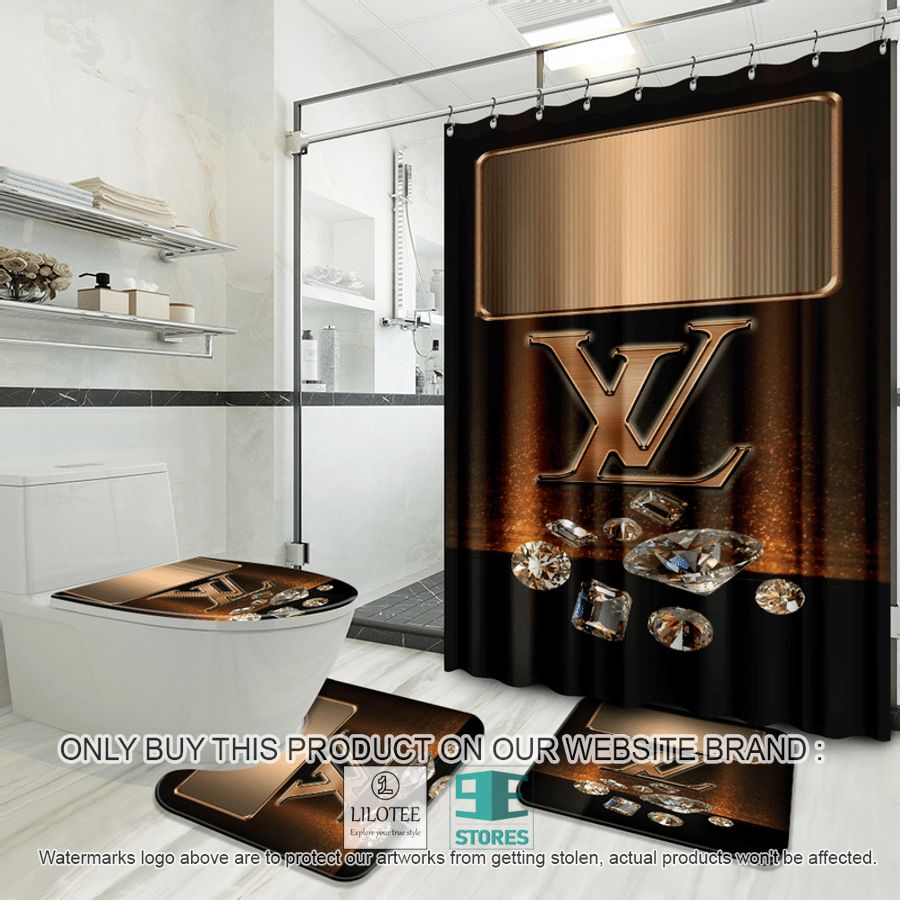 Louis Vuitton logo diamond black Shower Curtain Sets - LIMITED EDITION 9