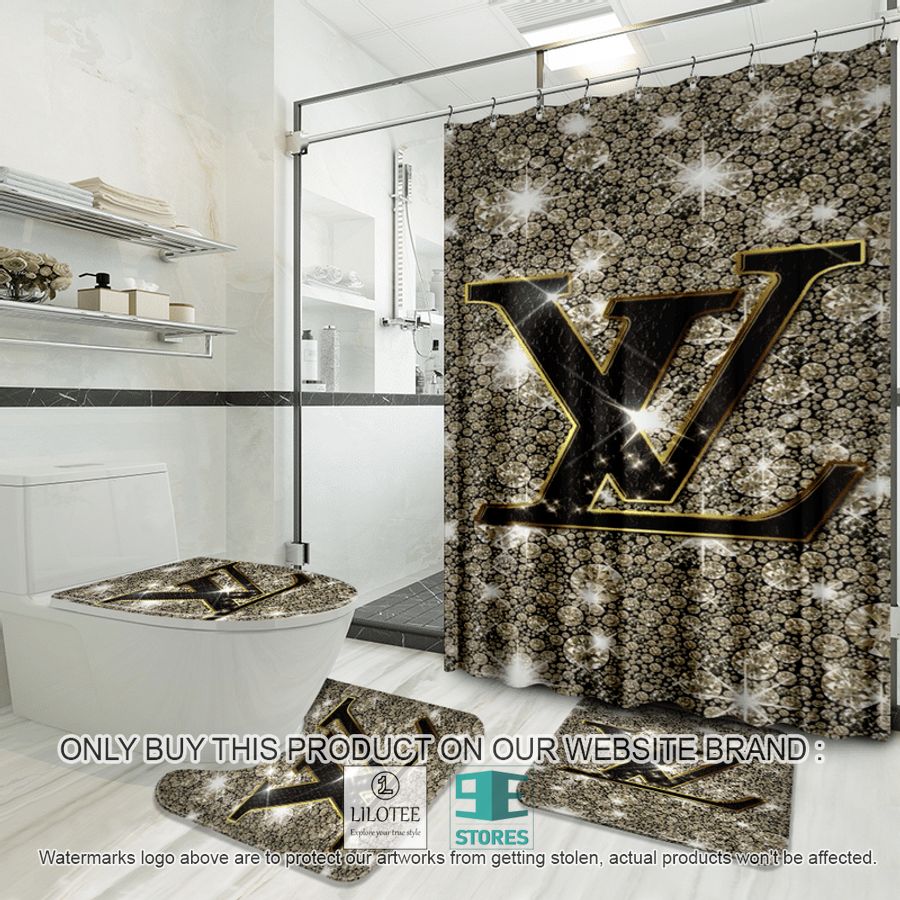 Louis Vuitton logo Diamond Shower Curtain Sets - LIMITED EDITION 9