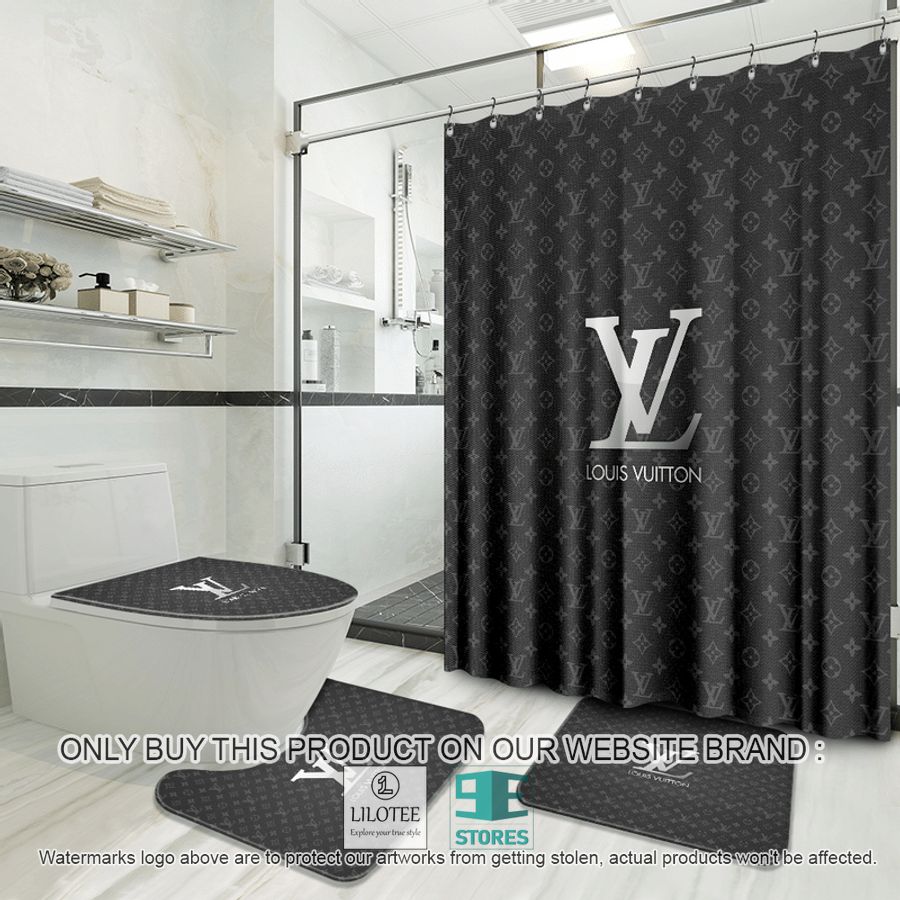 Louis Vuitton logo grey Shower Curtain Sets - LIMITED EDITION 9