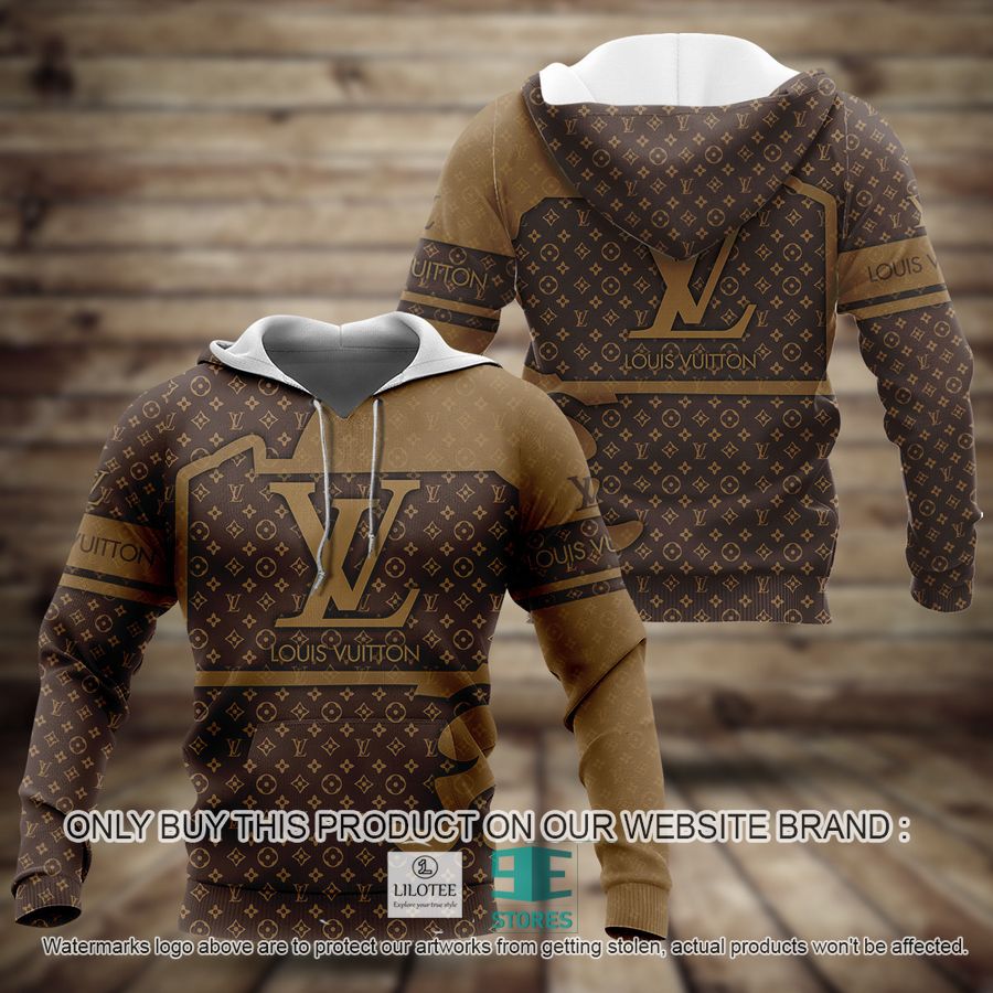 Louis Vuitton logo pattern brown 3D All Over Print Hoodie 9
