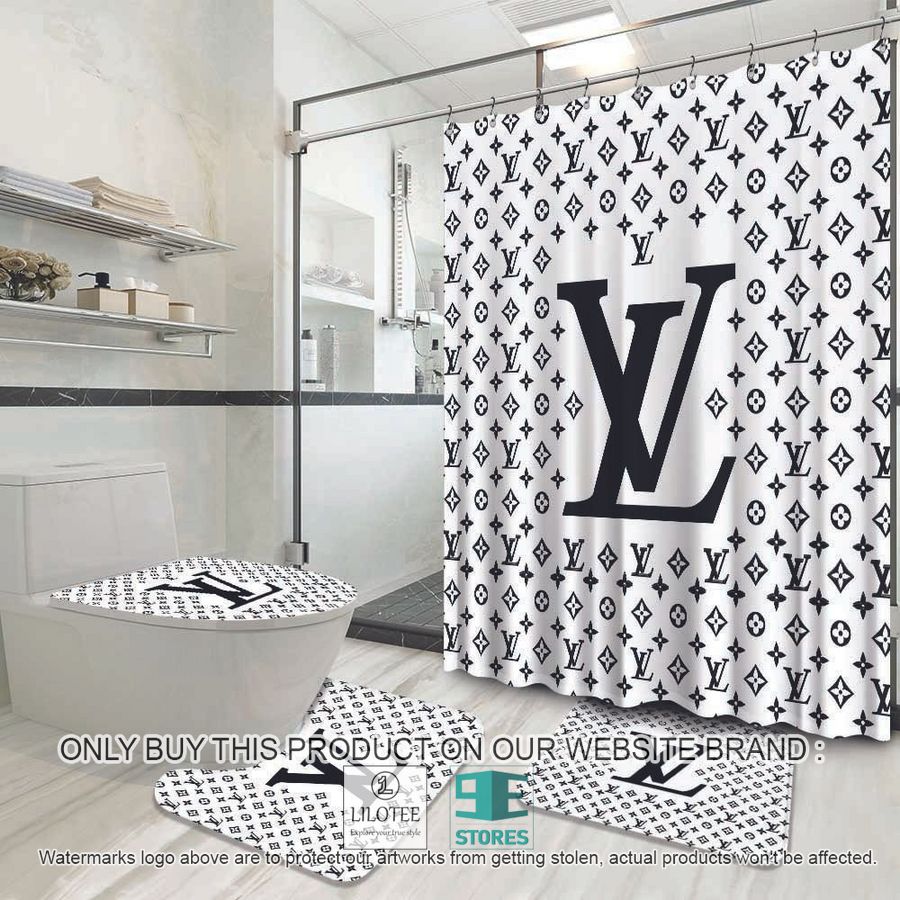 Louis Vuitton logo white Shower Curtain Sets - LIMITED EDITION 9