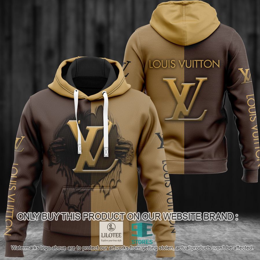 Louis Vuitton logo yellow brown 3D Hoodie - LIMITED EDITION 8