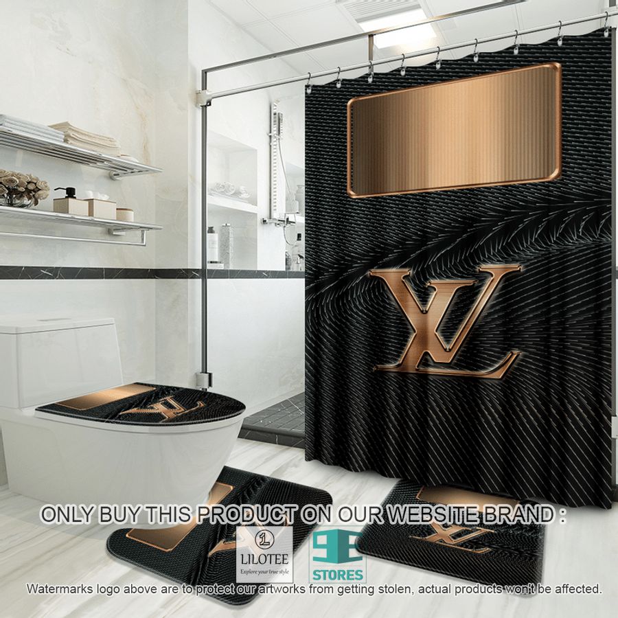 Louis Vuitton Luxury Brand black Shower Curtain Sets - LIMITED EDITION 8