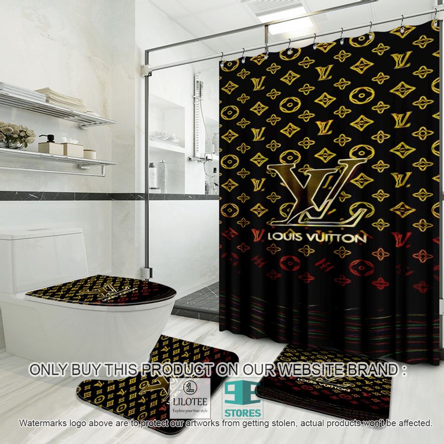 Louis Vuitton Luxury brand black yellow Shower Curtain Sets - LIMITED EDITION 8
