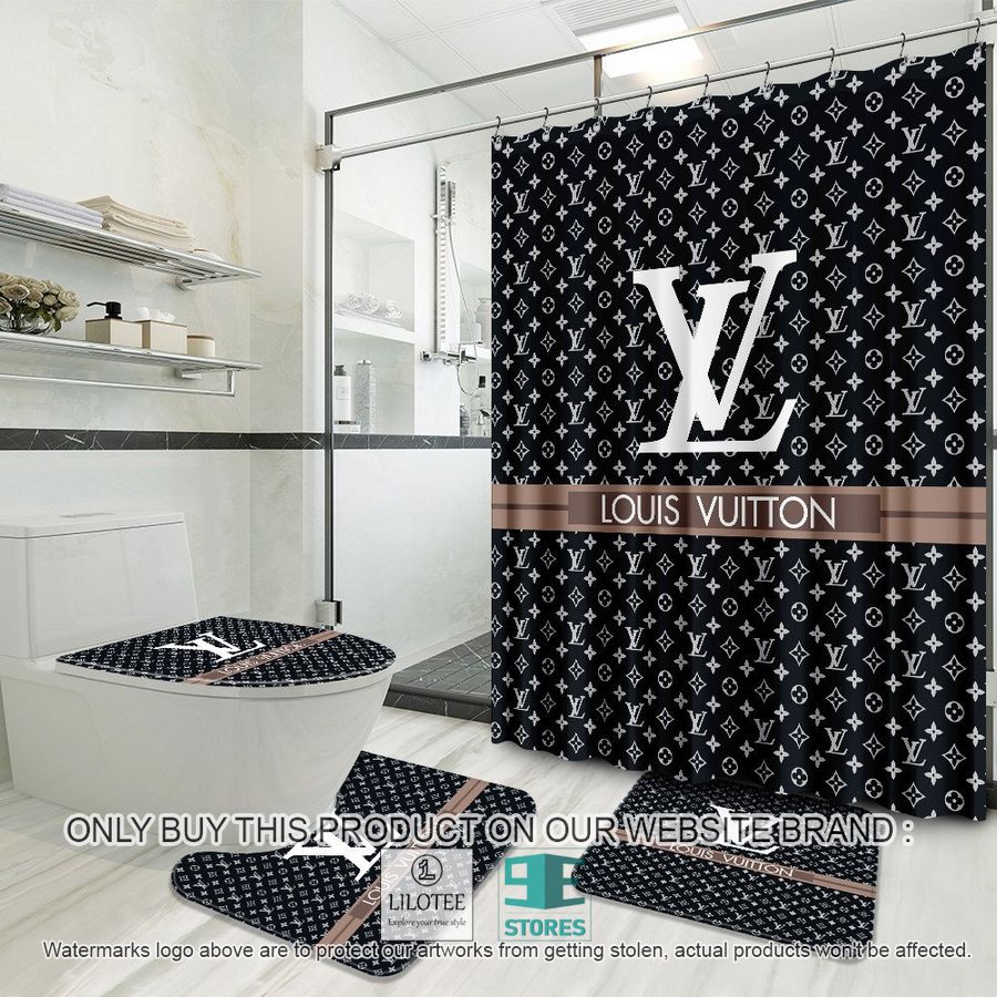Louis Vuitton Luxury Brand logo black Shower Curtain Sets - LIMITED EDITION 8