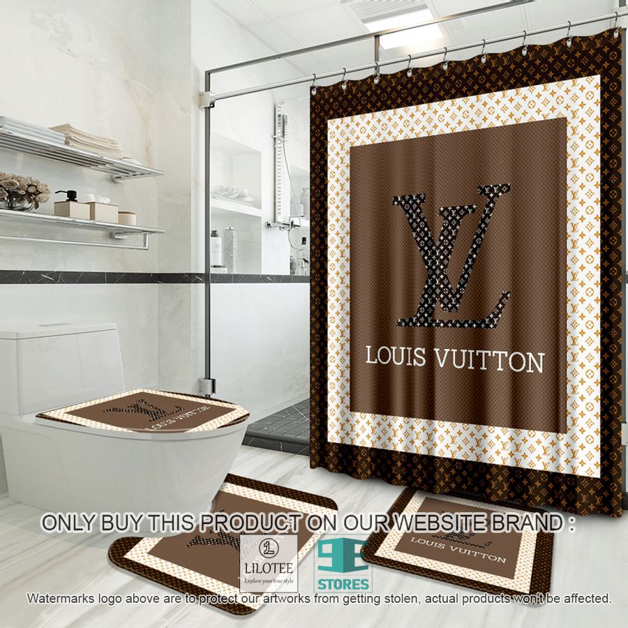 Louis Vuitton Luxury Brand logo brown Shower Curtain Sets - LIMITED EDITION 9