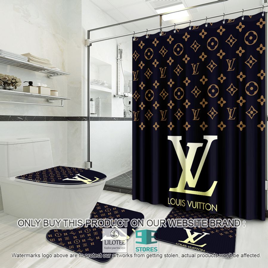 Louis Vuitton Luxury Brand LV logo black Shower Curtain Sets - LIMITED EDITION 9