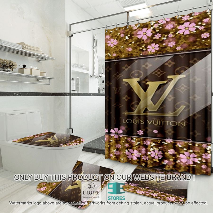 Louis Vuitton LV Flowres brown Shower Curtain Sets - LIMITED EDITION 9