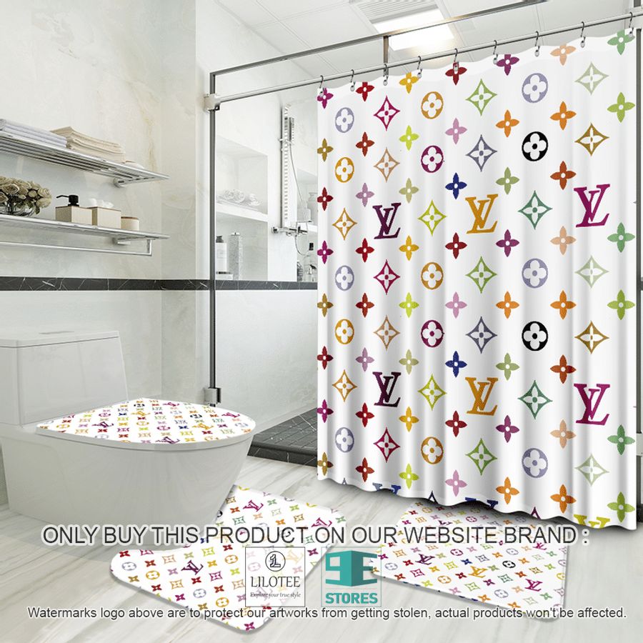 Louis Vuitton multicolor white Shower Curtain Sets - LIMITED EDITION 9