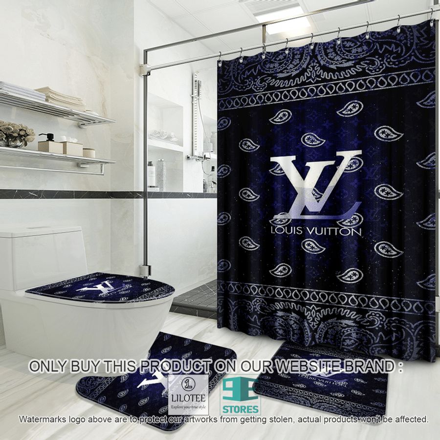 Louis Vuitton Paisley blue Shower Curtain Sets - LIMITED EDITION 8