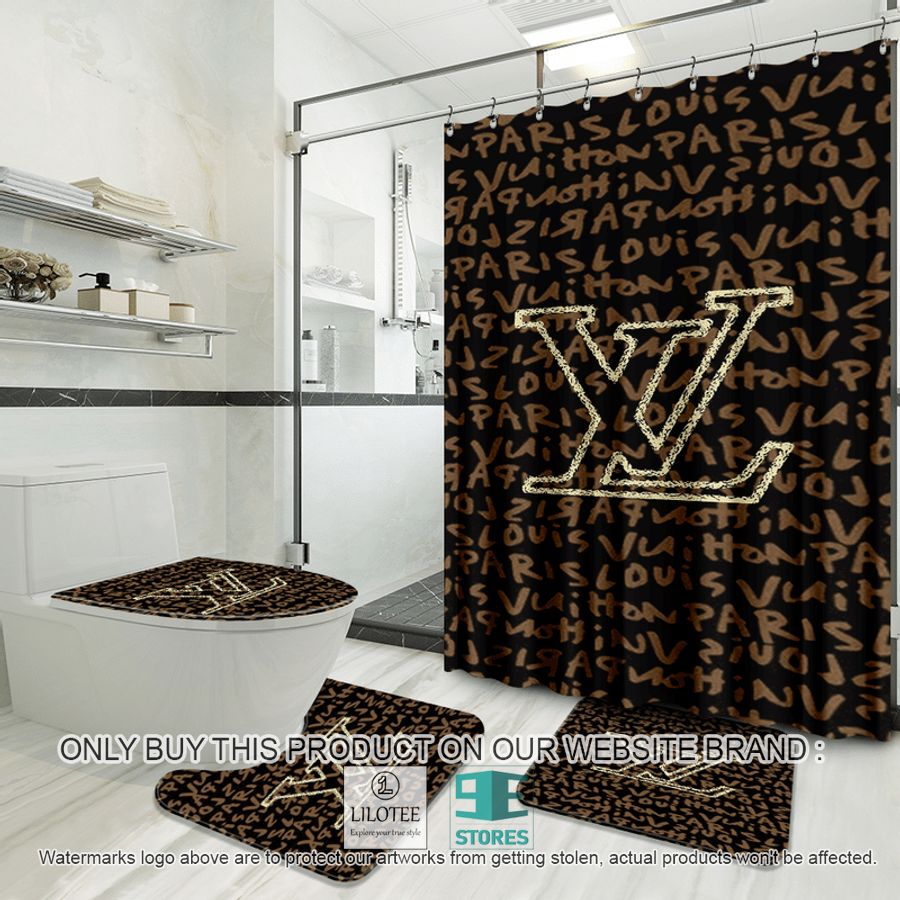 Louis Vuitton Paris logo black brown Shower Curtain Sets - LIMITED EDITION 9