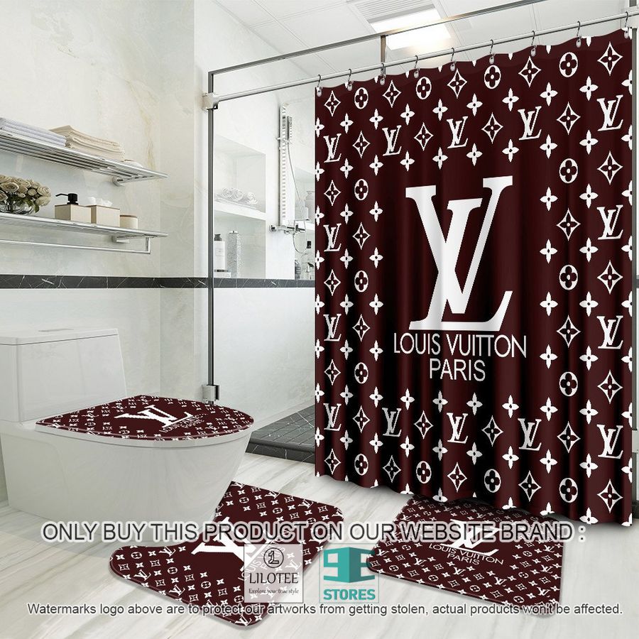 Louis Vuitton Paris LV dark red Shower Curtain Sets - LIMITED EDITION 8
