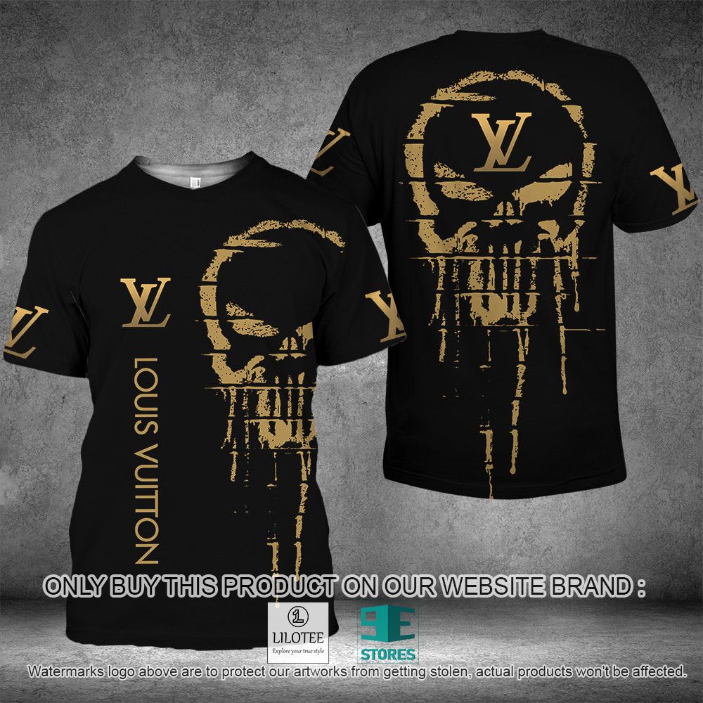 Louis Vuitton Punisher Skull Black 3D Shirt - LIMITED EDITION 11